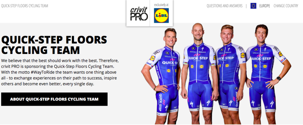 Screen grab showing Crivit website - Lidl's brand for cycling clothing Ireland