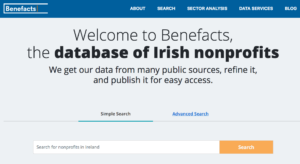 Benefacts non-profit website screengrab