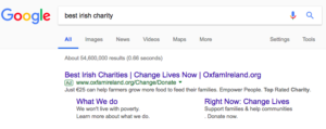 Google ad paid for by Oxfam Ireland