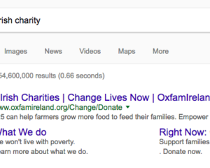 Google ad paid for by Oxfam Ireland